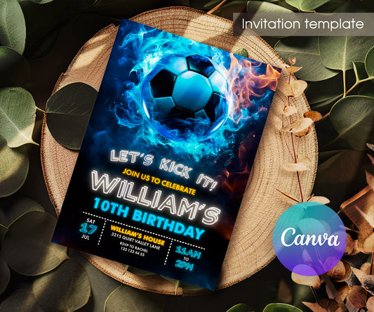 Soccer Champion League FC customizable invitation template | Share or Print | boy | ET726