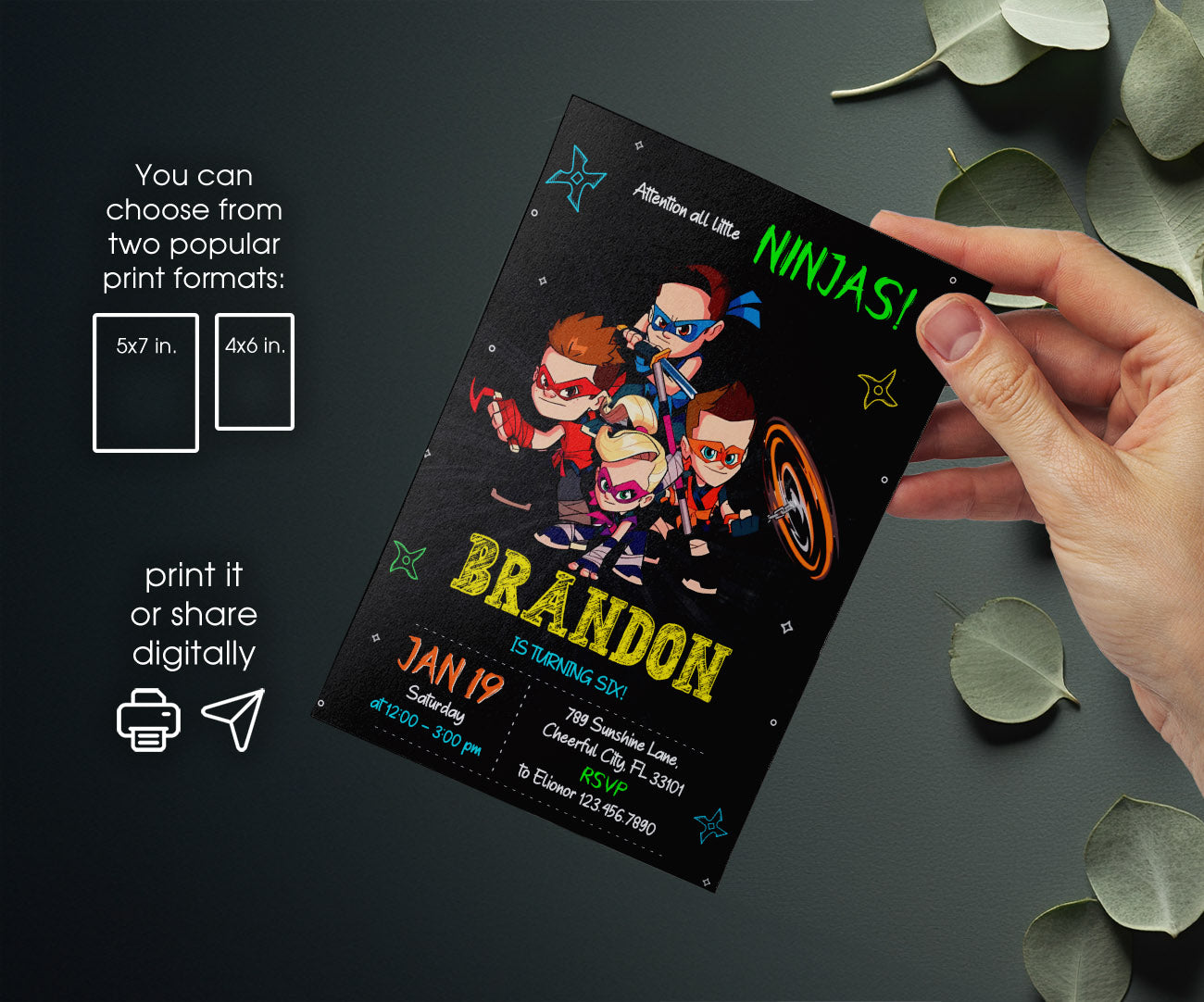 Ninja Kidz TV customizable invitation template | Share or Print | RC564