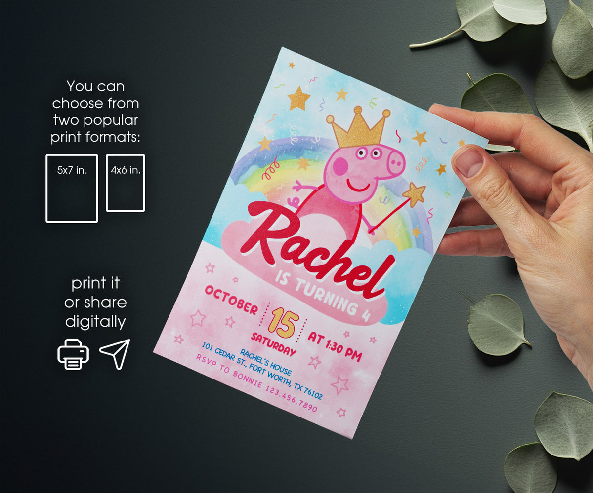 Peppa Pig customizable invitation template | Share or Print | girl | IO119