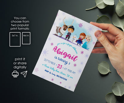 Frozen Elsa customizable invitation template | Share or Print | girl | CY994