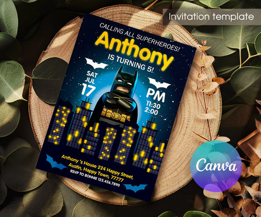 Lego Minifigures customizable invitation template | Share or Print | UY496