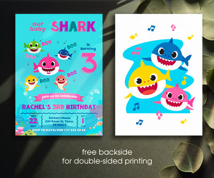 Baby Shark customizable invitation template | Share or Print | ZI746