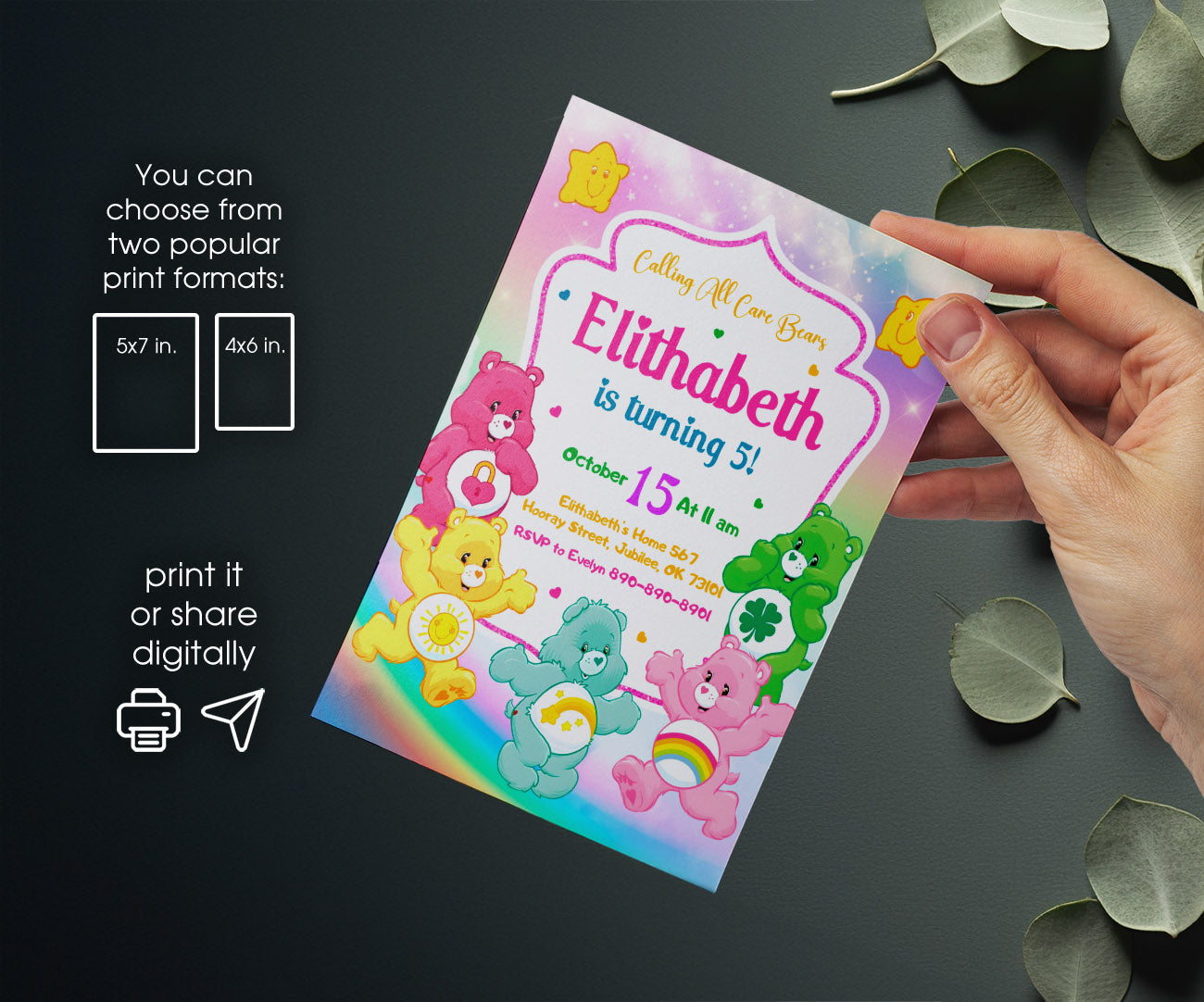 Care Bears customizable invitation template | Share or Print | VK056