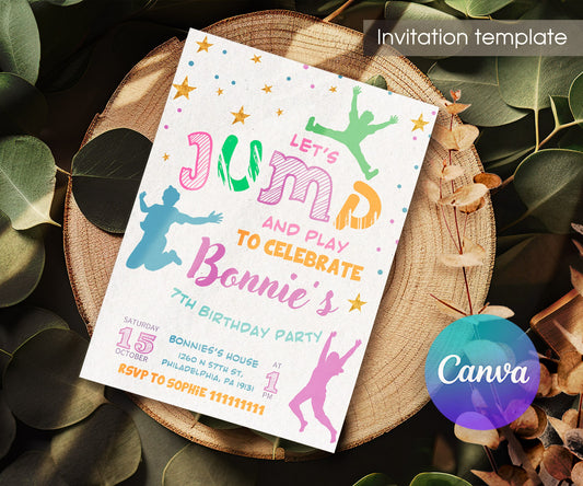 Trampoline Jump Party customizable invitation template | Share or Print | WY528