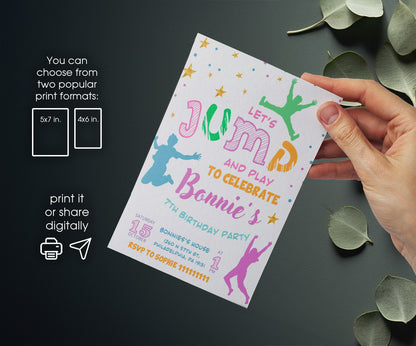 Trampoline Jump Party customizable invitation template | Share or Print | WY528