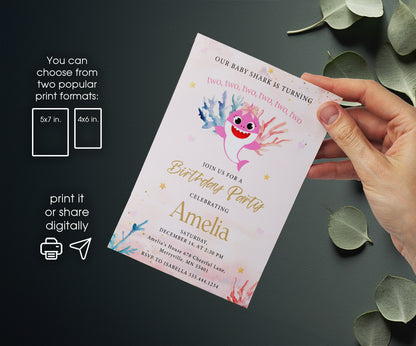 Baby Shark customizable invitation template | Share or Print | ZT184