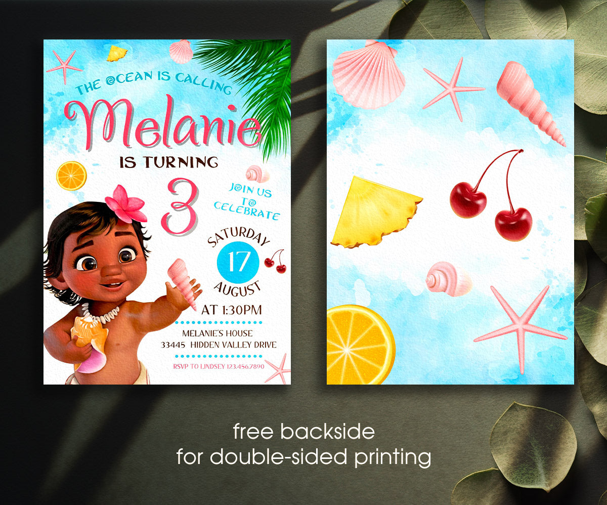Moana Princess customizable invitation template | Share or Print | girl | JA283