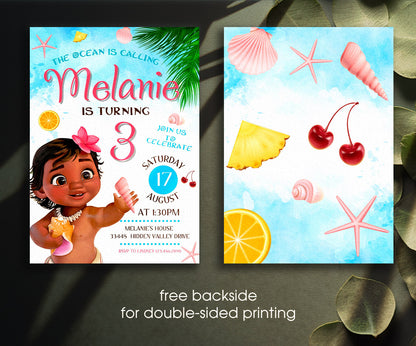 Moana Princess customizable invitation template | Share or Print | girl | JA283