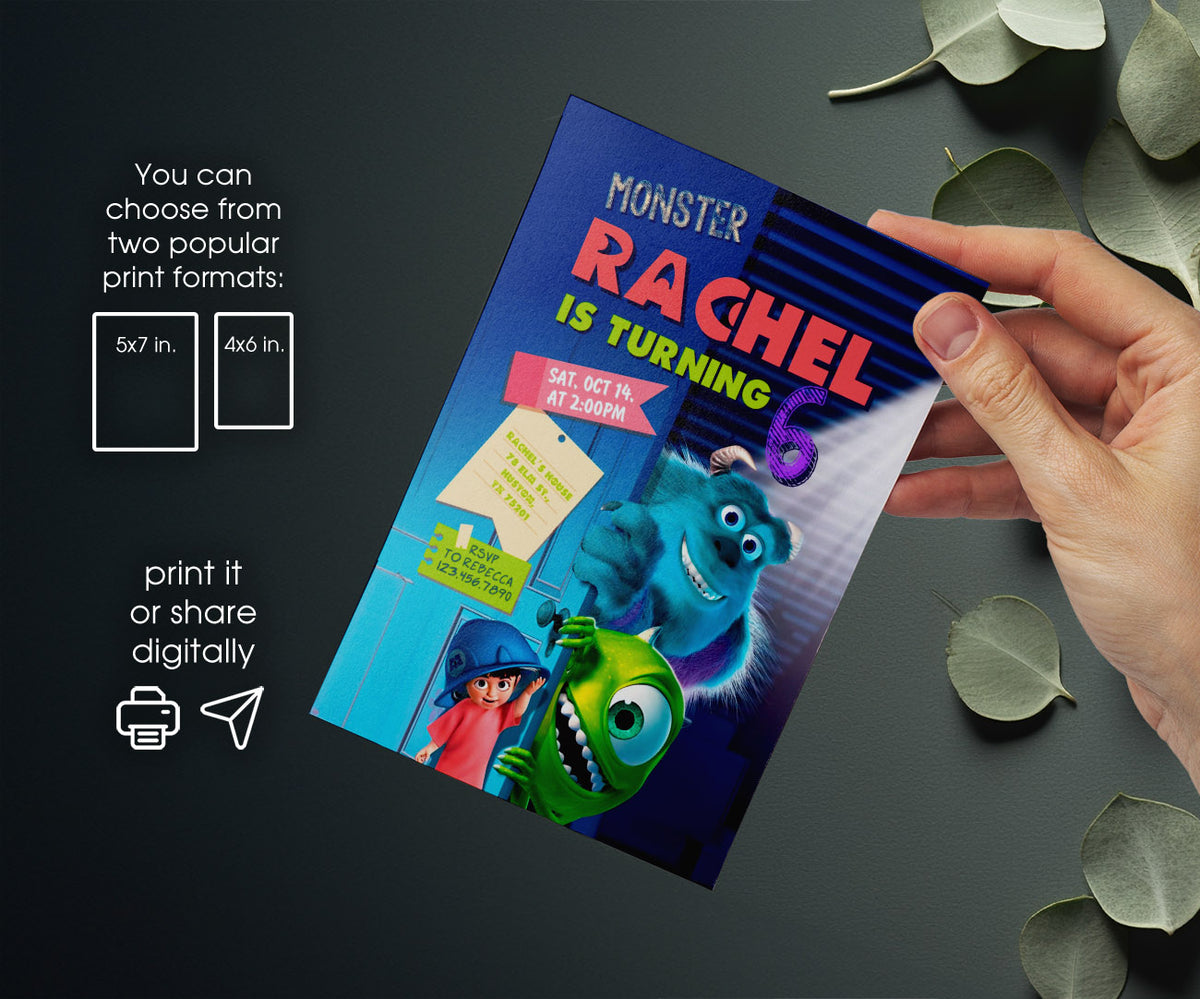 Monsters, Inc. customizable invitation template | Share or Print | KR683