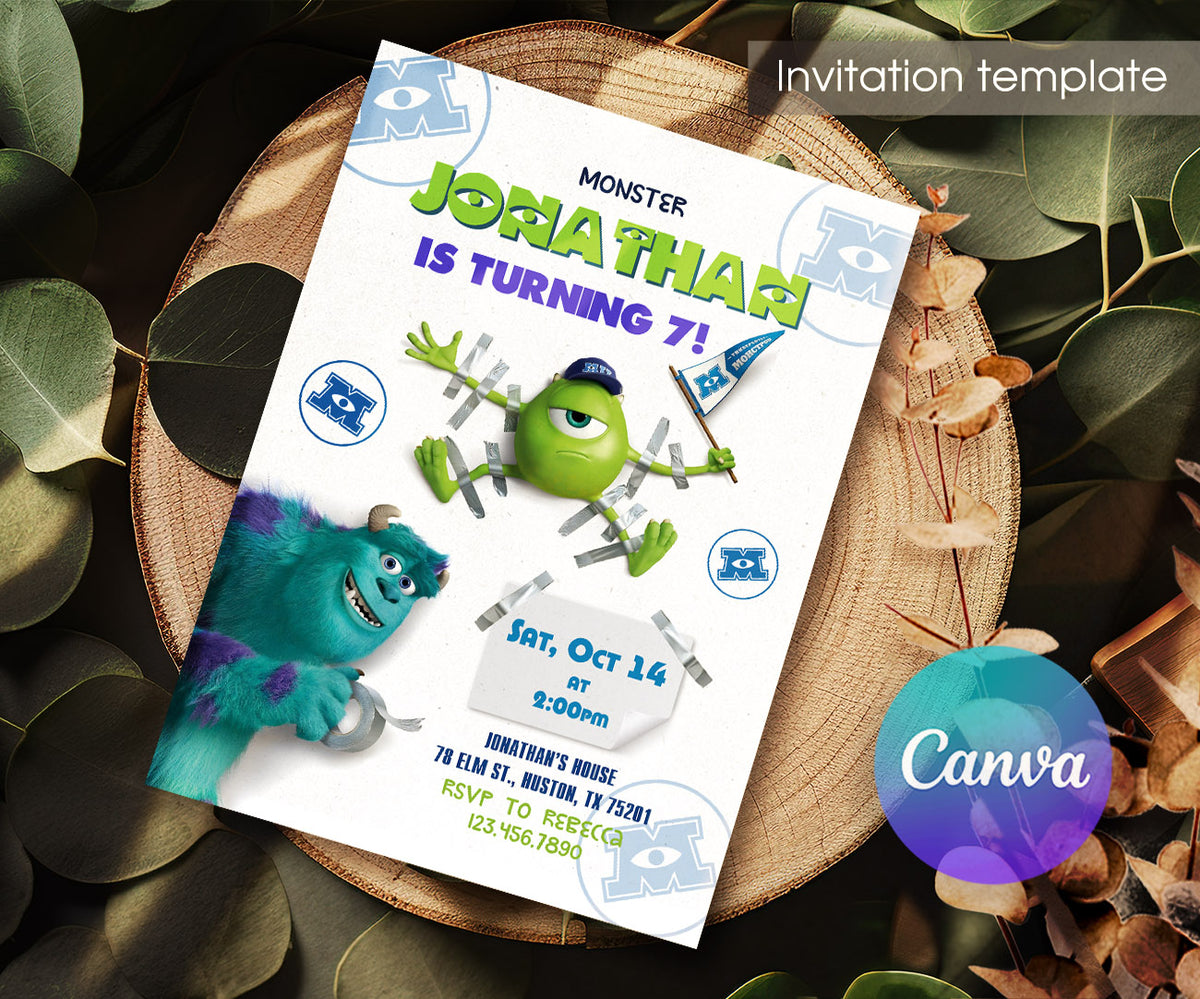 Monsters, Inc. customizable invitation template | Share or Print | TI760