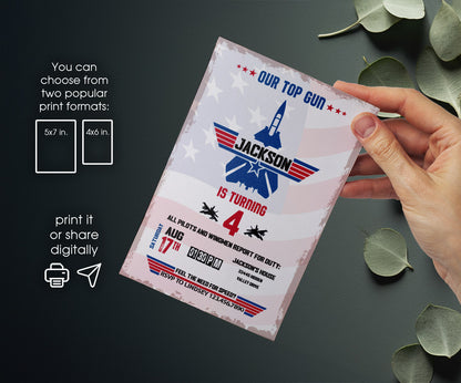 Top Gun Maverick Jet Fighter customizable invitation template | Share or Print | boy | VM131
