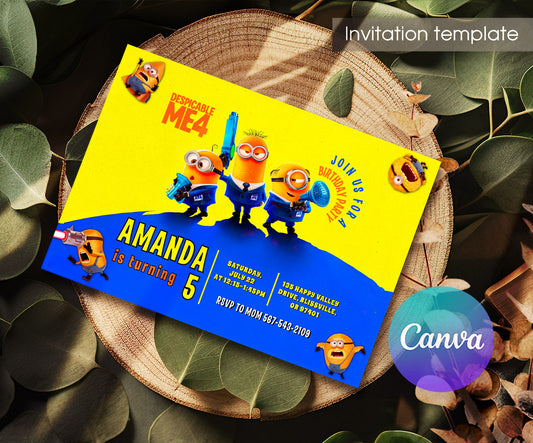Despicable Me Minions customizable invitation template | Share or Print | KZ997