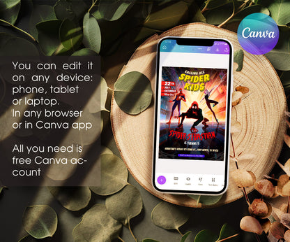 Spider Man Across the Spider-Verse customizable invitation template | Share or Print | boy | NM236