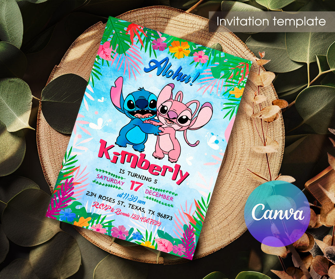 Lilo & Stitch Angel customizable invitation template | Share or Print | girl | BR798