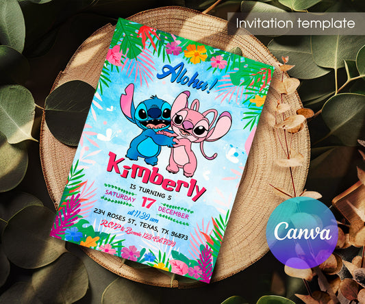 Lilo & Stitch Angel customizable invitation template | Share or Print | girl | BR798