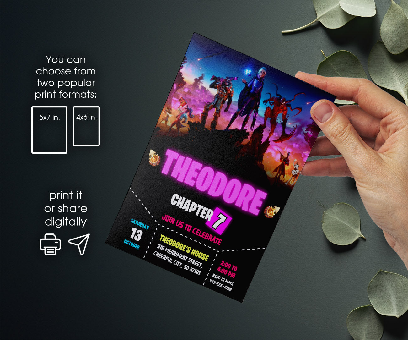 Fortnite Gamer customizable invitation template | Share or Print | boy | RW147