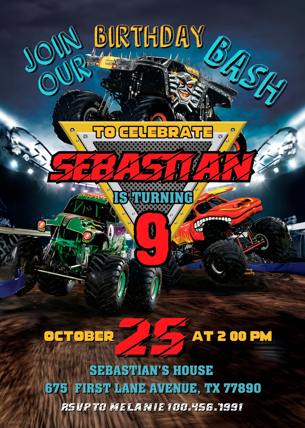 Monster Jam  Monster Truck customizable invitation template | Share or Print | boy | WF502