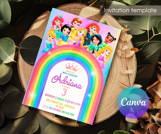 Disney Princess customizable invitation template | Share or Print | girl | AF075