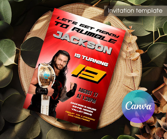 Wrestling WWE WrestleMania customizable invitation template | Share or Print | boy | BL844
