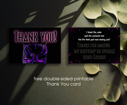 Black Panther Superhero Marvel customizable invitation template | Share or Print | boy | NZ291