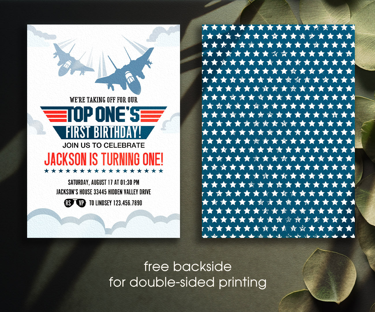 Top Gun One Jet Fighter customizable invitation template | Share or Print | boy | RR786