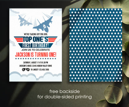Top Gun One Jet Fighter customizable invitation template | Share or Print | boy | RR786
