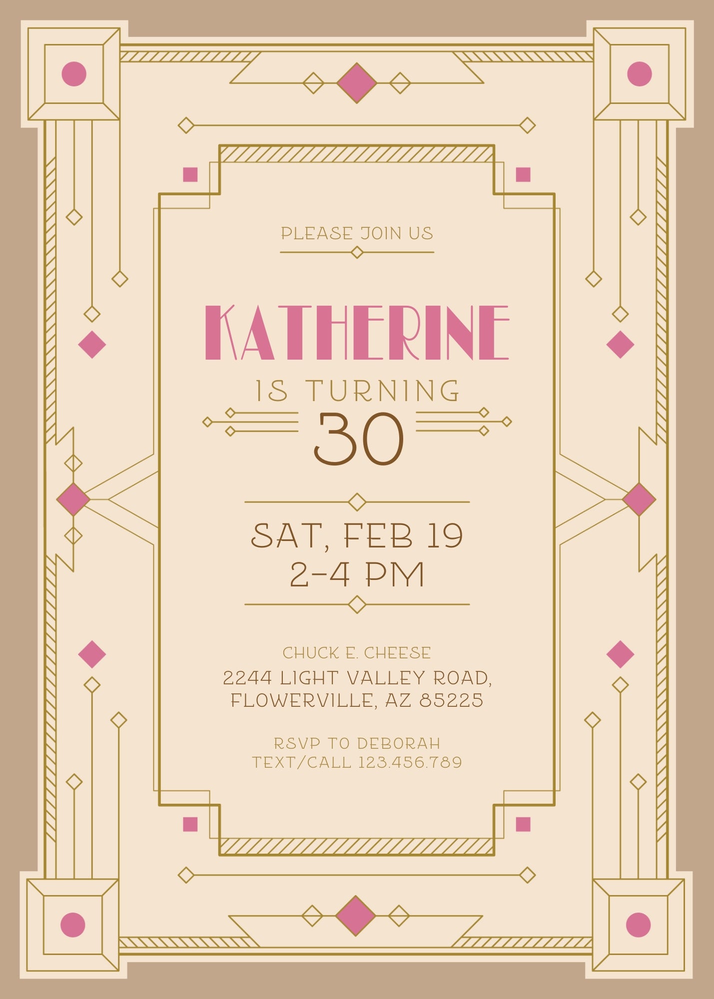 The Great Gatsby Art Deco customizable invitation template | Share or Print | VI842