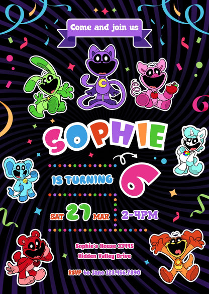 Smiling Critters customizable invitation template | Share or Print | PD001
