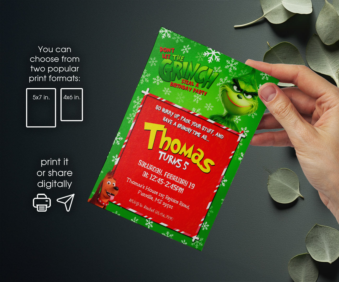 The Grinch  Merry Grinchmas customizable invitation template | Share or Print | ZK169