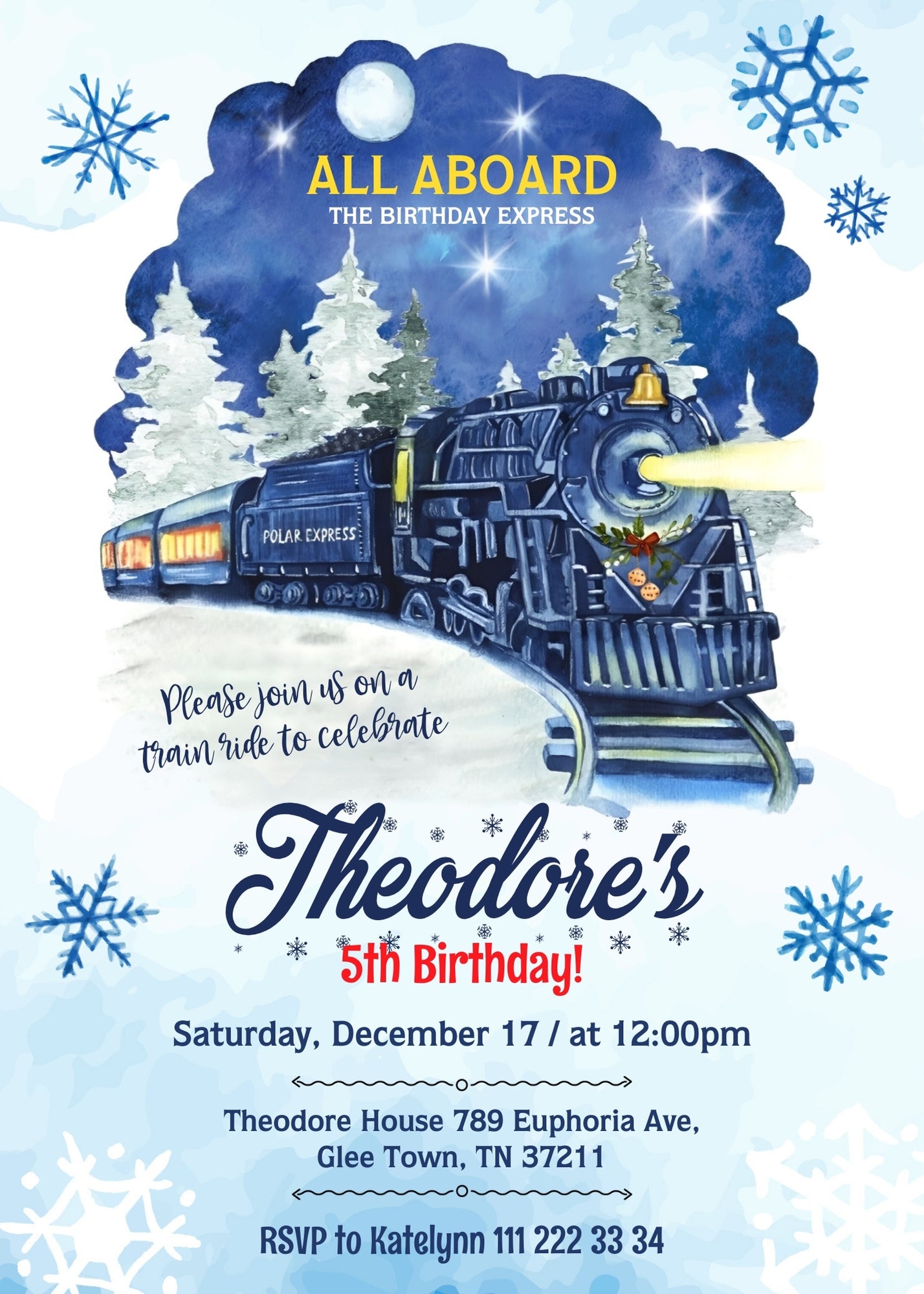 The Polar Express Christmass Train customizable invitation template | Share or Print | VH497