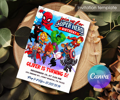Avengers Marvel Superhero customizable invitation template | Share or Print | boy | RS821