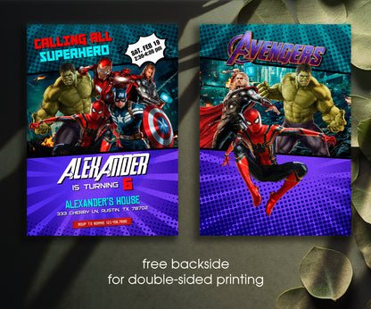 Avengers Marvel Superhero customizable invitation template | Share or Print | boy | WS540