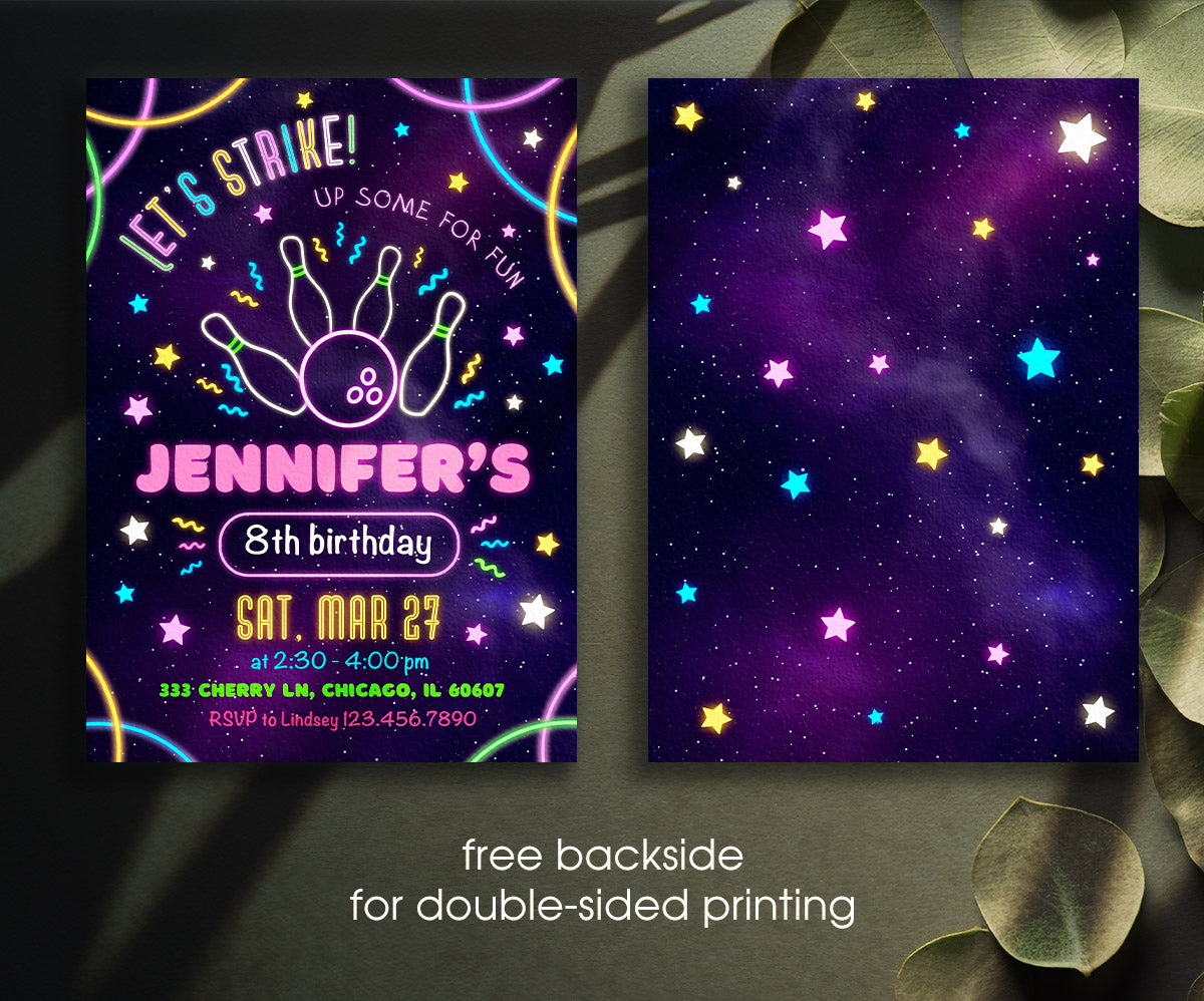 Bowling Strike Up customizable invitation template | Share or Print | FI010