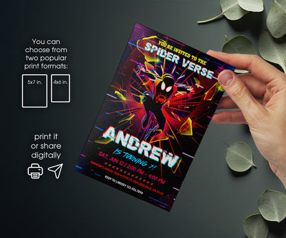 Spider Man Across the Spider-Verse customizable invitation template | Share or Print | boy | DR475