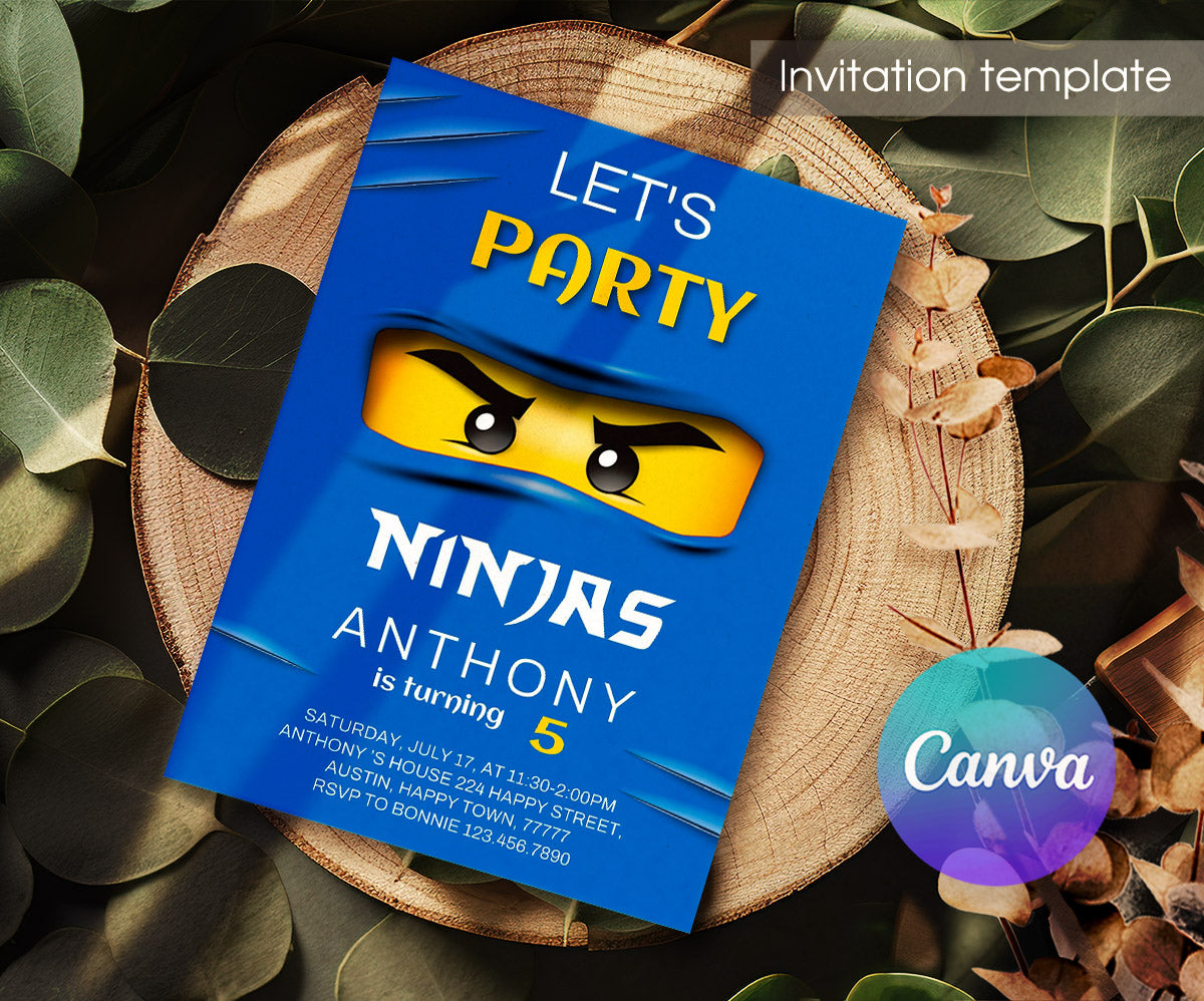 Ninjago Minifigures Lego customizable invitation template | Share or Print | QD306