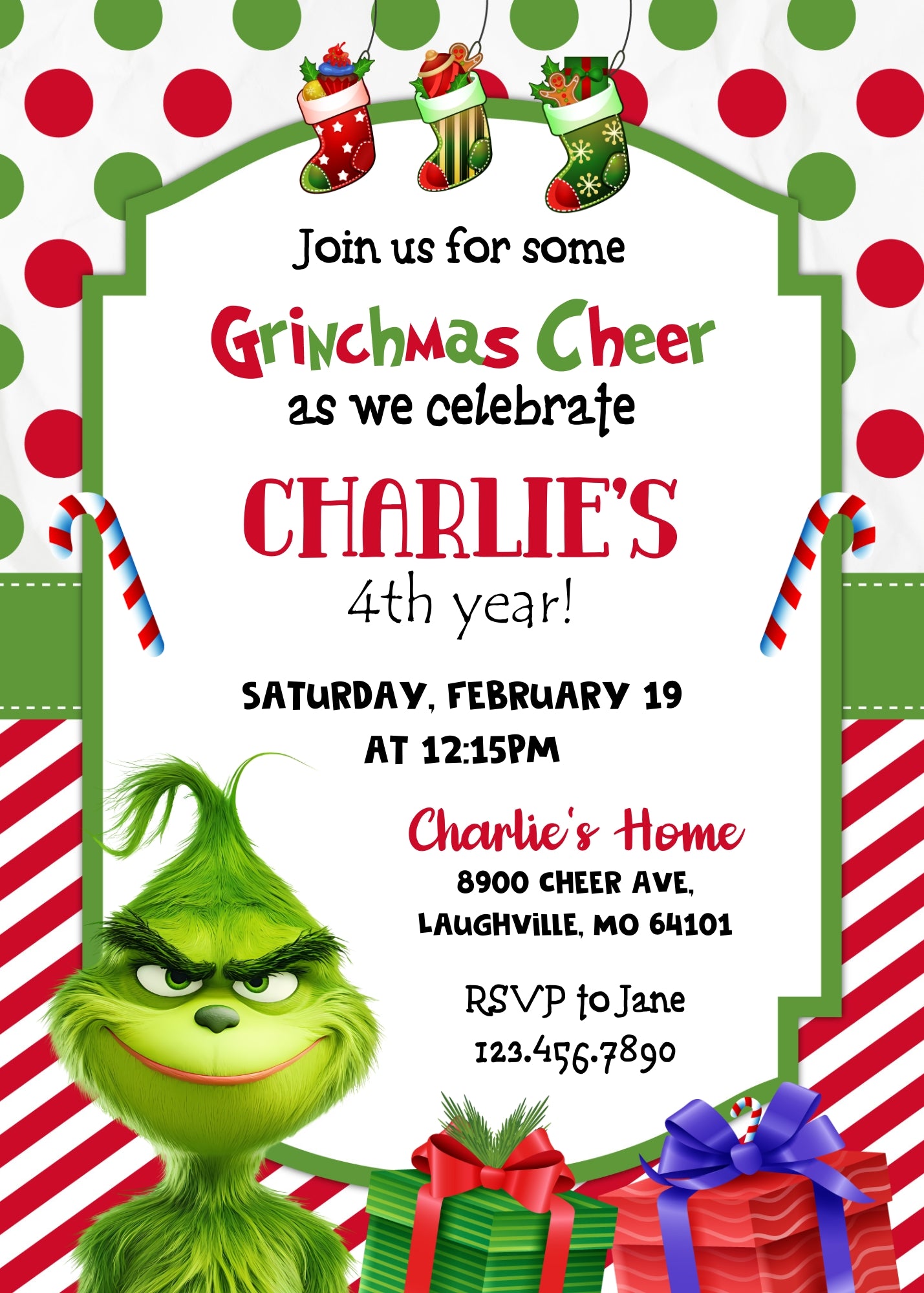 The Grinch  Merry Grinchmas customizable invitation template | Share or Print | SH696