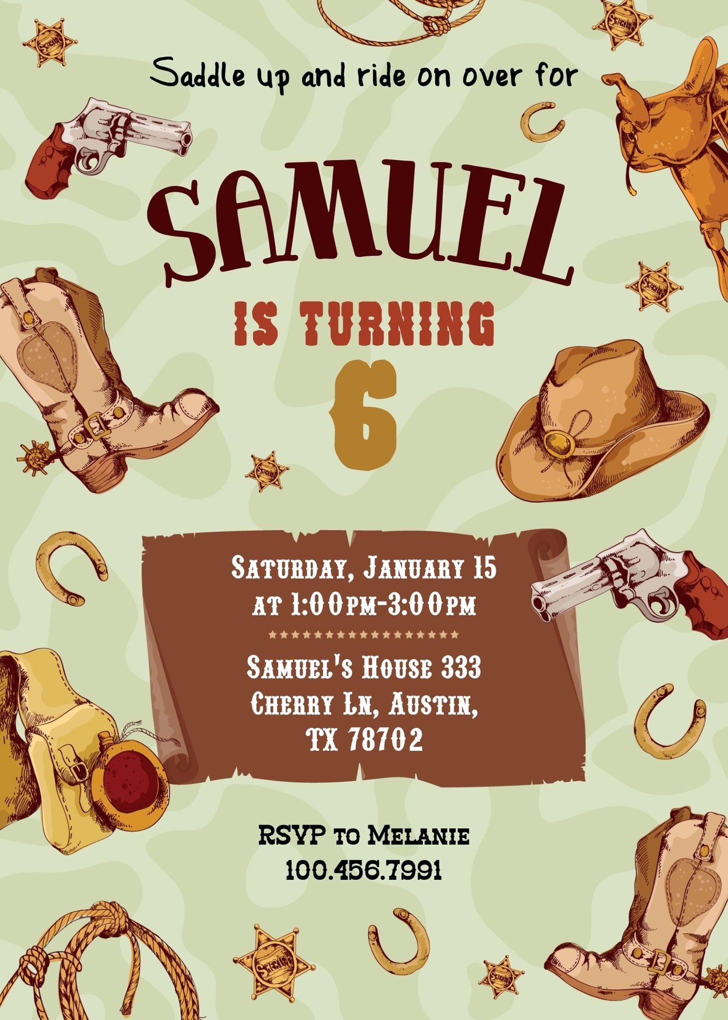 Cowboy Rodeo customizable invitation template | Share or Print | boy | KG288
