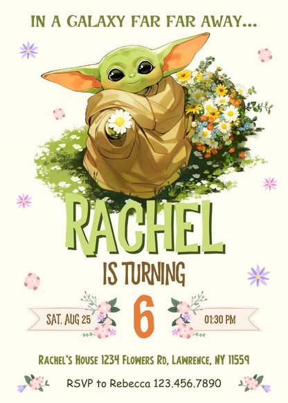 Baby Yoda Grogu Star Wars Mandalorian customizable invitation template | Share or Print | boy | VO054