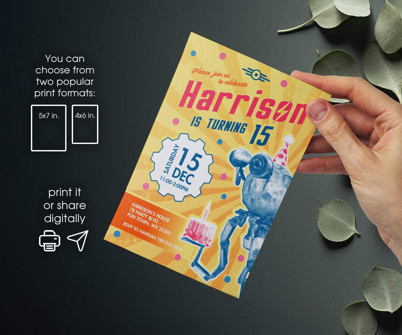 Fallout Pipboy customizable invitation template | Share or Print | HT579