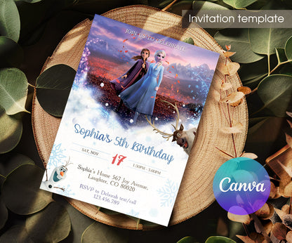 Frozen Elsa customizable invitation template | Share or Print | girl | YR642