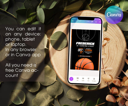 Basketball NBA Slam Dunk customizable invitation template | Share or Print | boy | XK941