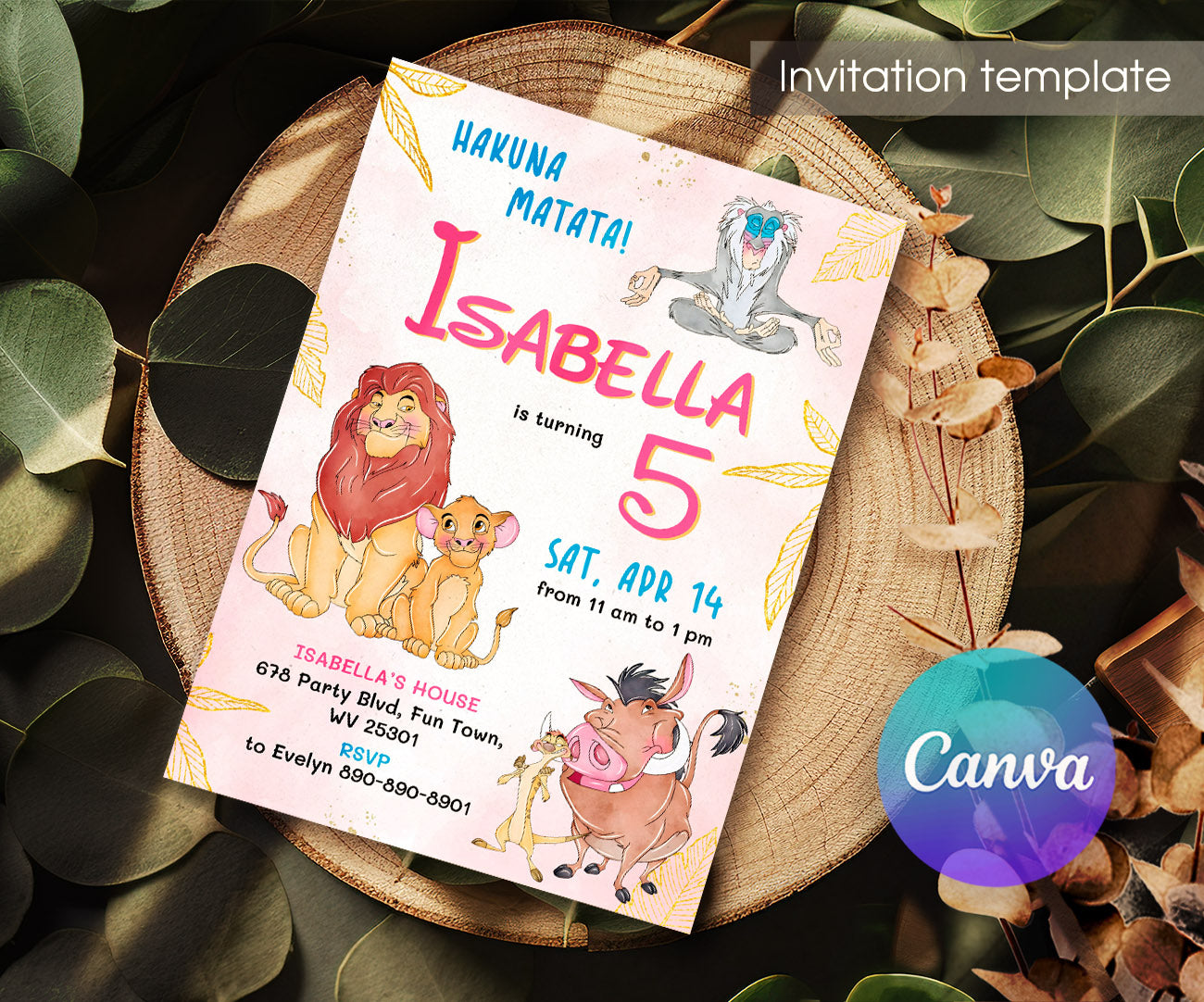 Lion King Simba customizable invitation template | Share or Print | ZJ273