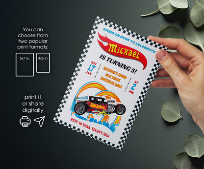 Hot Wheels Racing customizable invitation template | Share or Print | boy | AG152