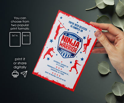 American Ninja Warrior customizable invitation template | Share or Print | HA191