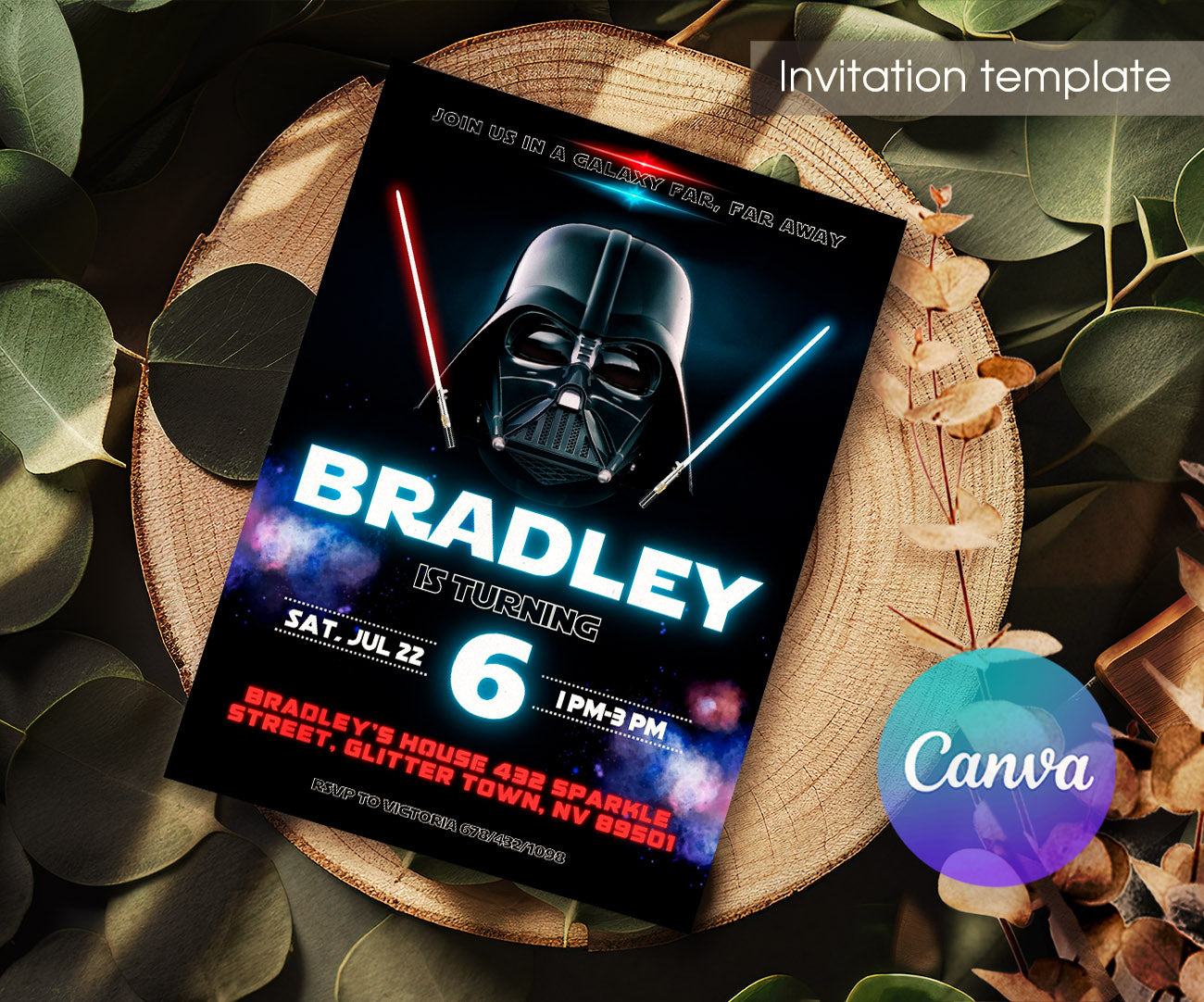 Star Wars Darth Vader customizable invitation template | Share or Print | boy | EJ557