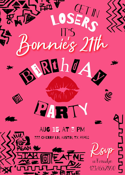 Mean Girls customizable invitation template | Share or Print | girl | MR753