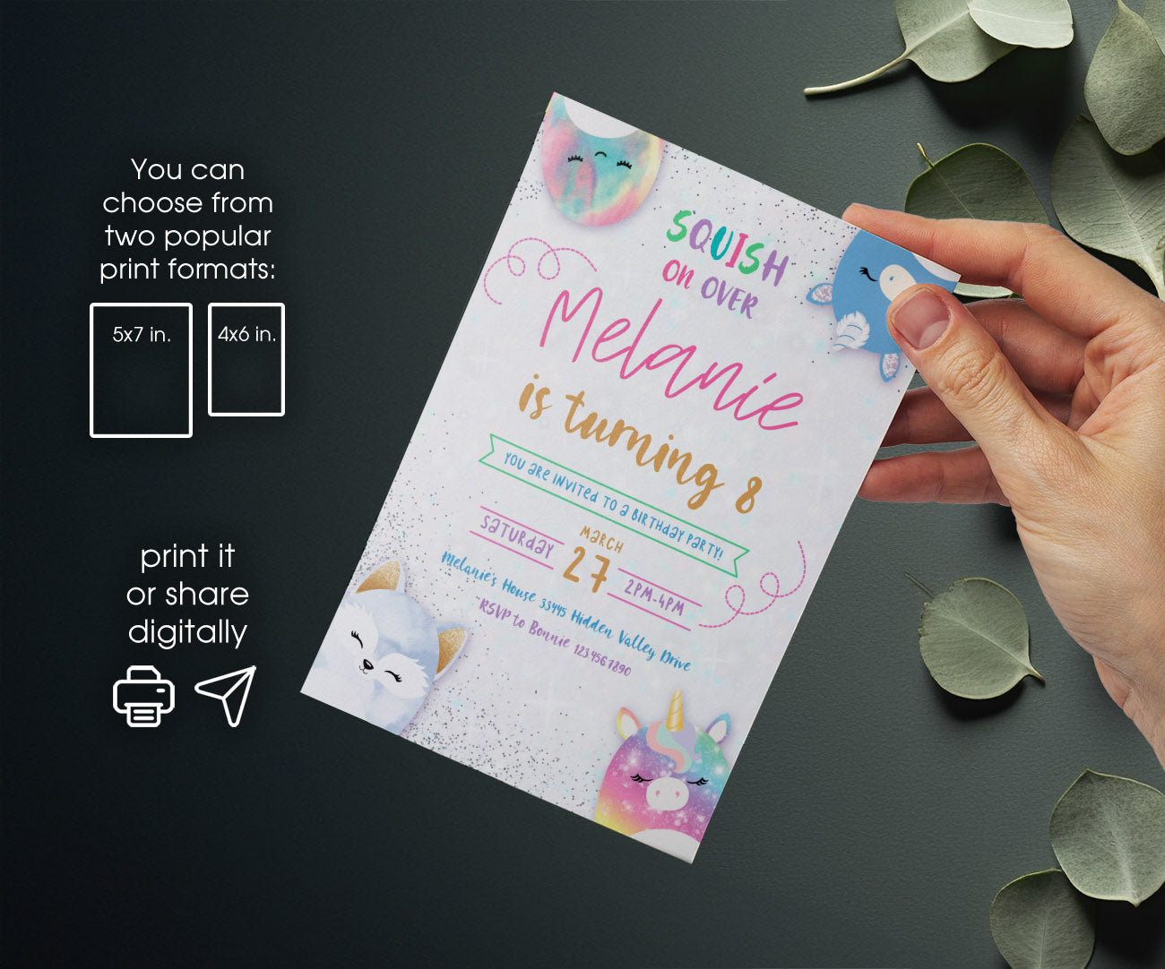 Squishmallows customizable invitation template | Share or Print | AR283