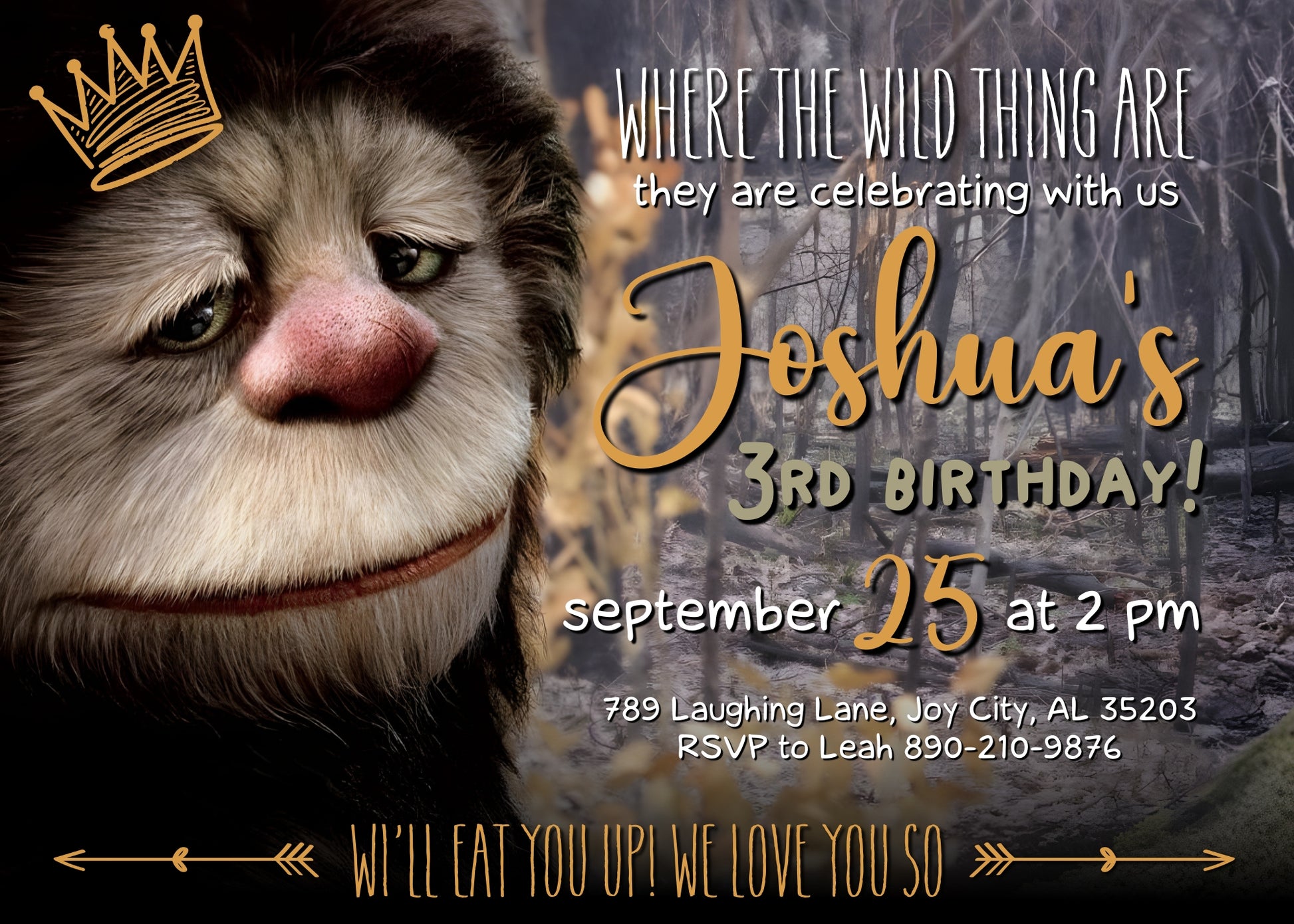 Where The Wild Things Are Maurice Sendak customizable invitation template | Share or Print | JD583