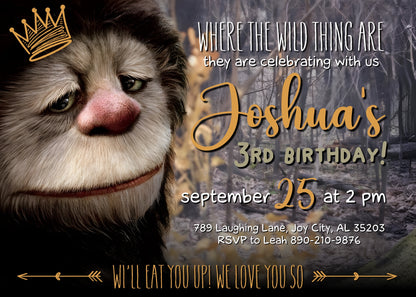Where The Wild Things Are Maurice Sendak customizable invitation template | Share or Print | JD583
