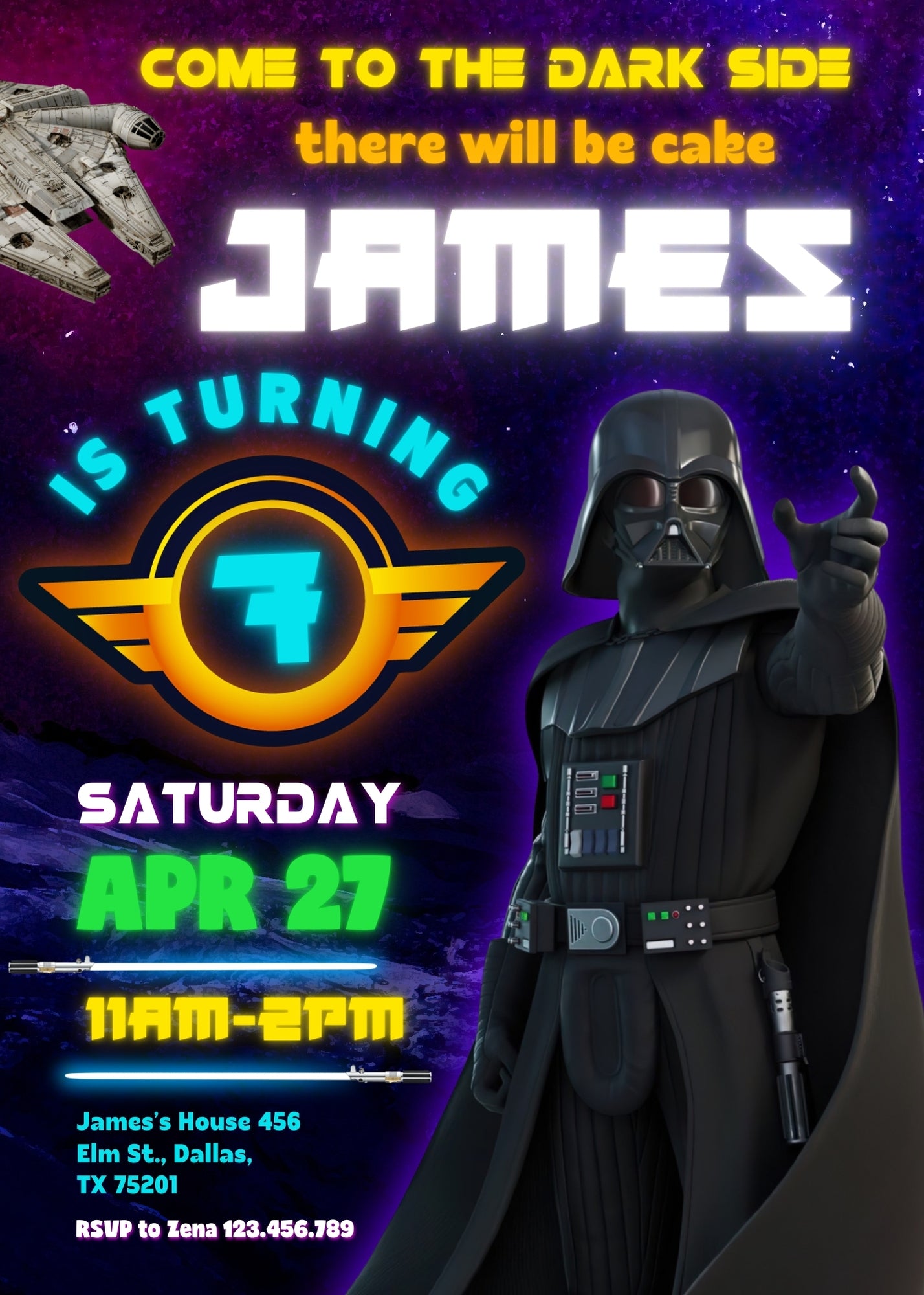 Star Wars Darth Vader customizable invitation template | Share or Print | boy | SR737
